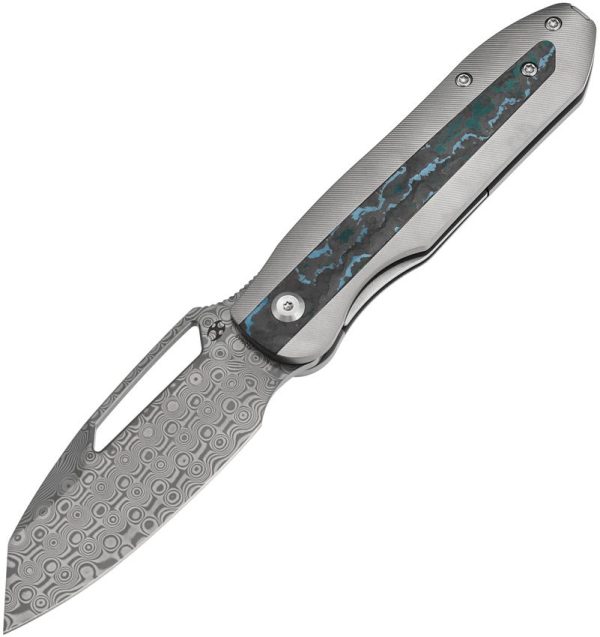 Kansept Thunderhead Linerlock Damascus Reverse Tanto Folding Knife