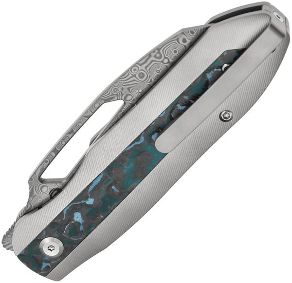 Kansept Thunderhead Linerlock Damascus Reverse Tanto Folding Knife