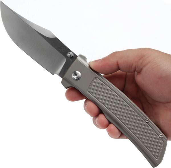 Kansept Bison Framelock Gray Titanium CPM S35VN Bowie