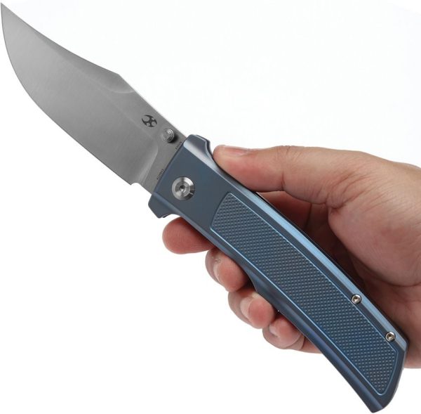 Kansept Bison Framelock Blue Titanium CPM S35VN Bowie