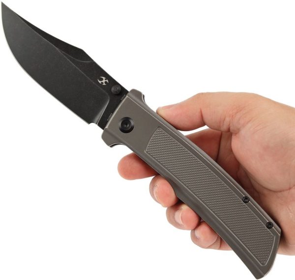 Kansept Bison Framelock Gray Stonewash CPM S35VN Bowie