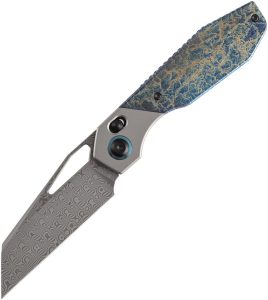 Kansept QTRO Crossbar Lock Damascus Lightning Titanium