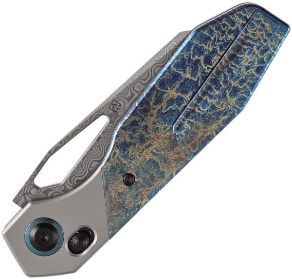 Kansept QTRO Crossbar Lock Damascus Lightning Titanium