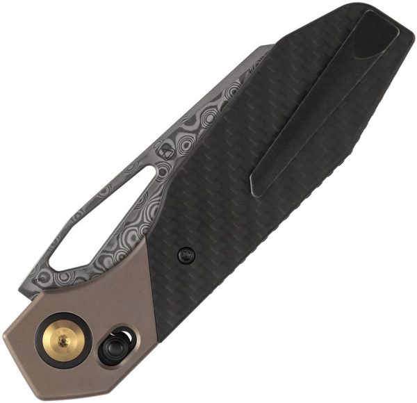 Kansept QTRO Crossbar Lock Damascus Titanium Knife