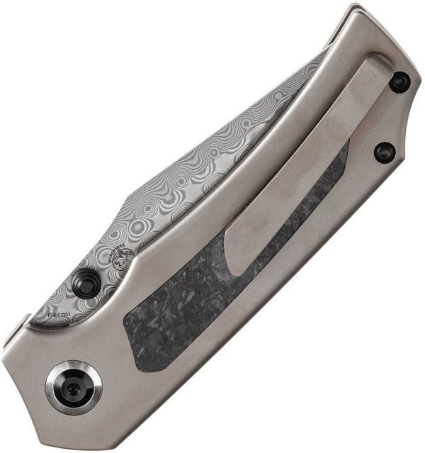 Kansept Fermi Linerlock Damascus Glow Carbon Fiber