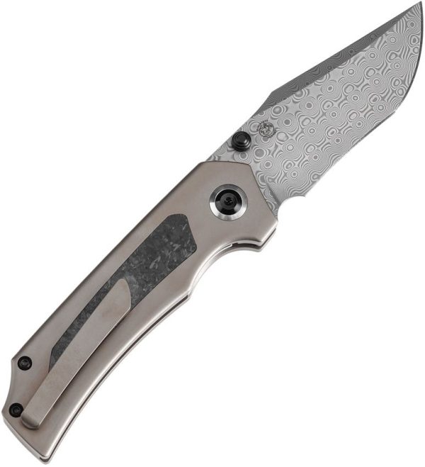 Kansept Fermi Linerlock Damascus Glow Carbon Fiber