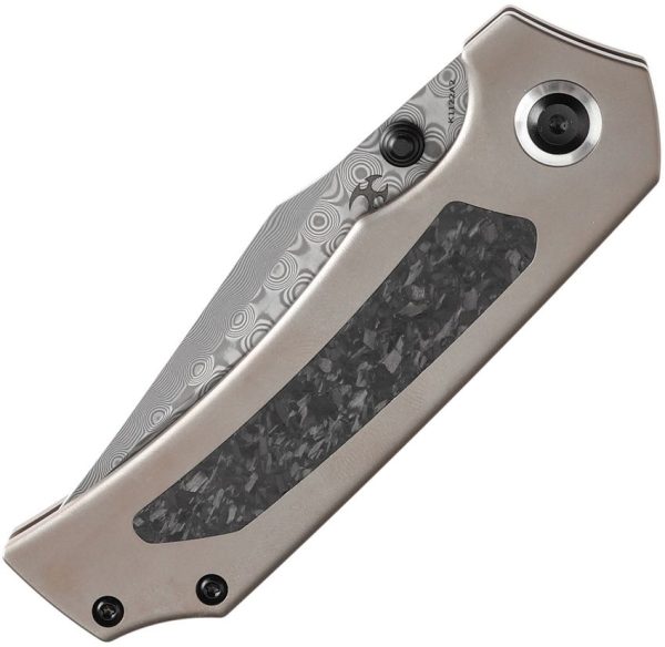 Kansept Fermi Linerlock Damascus Glow Carbon Fiber