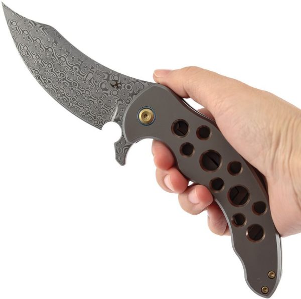 Kansept Gilgamesh Framelock Damascus Bronze Titanium