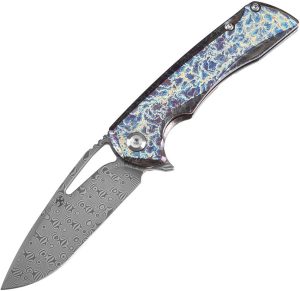 Kansept Mini Kryo Framelock Damascus Lightning Strike
