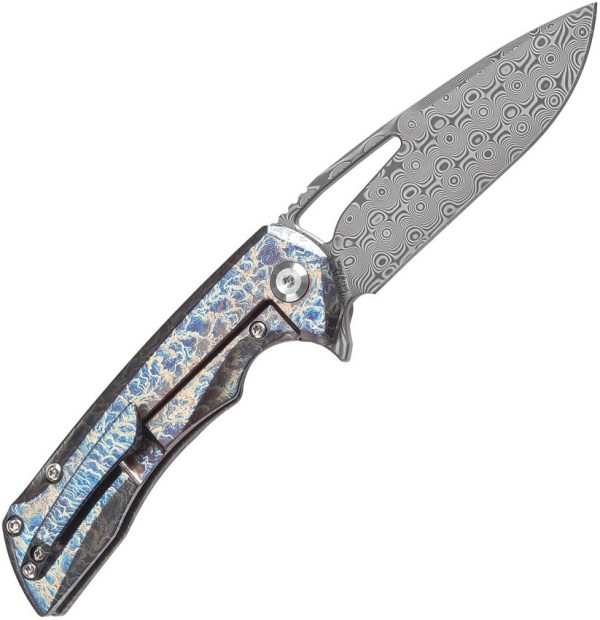 Kansept Mini Kryo Framelock Damascus Lightning Strike