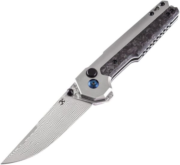 Kansept EDC Tac Button Lock Damascus Gray Titanium