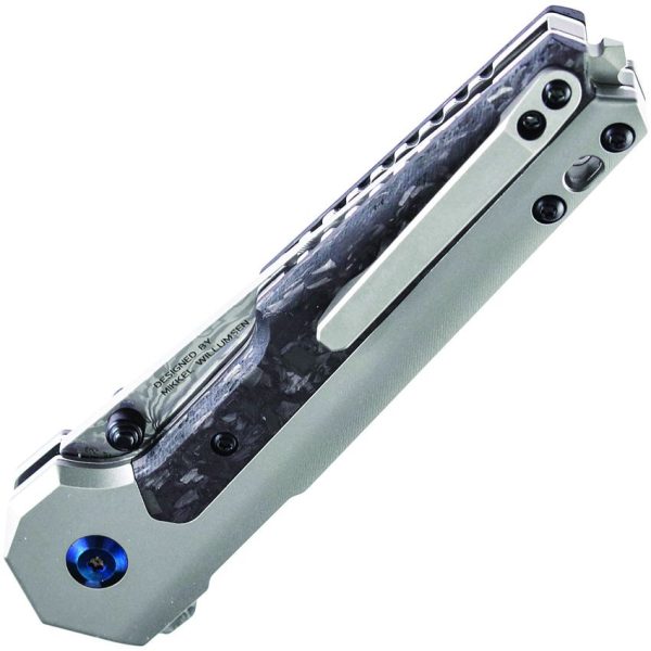 Kansept EDC Tac Button Lock Damascus Gray Titanium