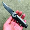 Kansept EDC Tac Button Lock Damascus Gray Titanium
