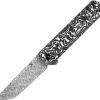 Kansept Foosa Slip Joint Damascus Black White Handle