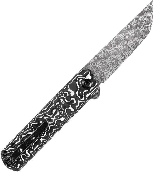 Kansept Foosa Slip Joint Damascus Black White Handle