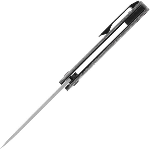 Kansept Foosa Slip Joint Damascus Black White Handle