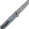 Kansept Foosa Slip Joint Damascus Blue White Handle