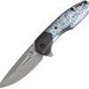 Kansept Cassowary Framelock Lightning - Damascus Titanium