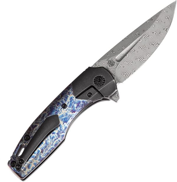 Kansept Cassowary Framelock Lightning - Damascus Titanium