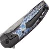 Kansept Cassowary Framelock Lightning - Damascus Titanium