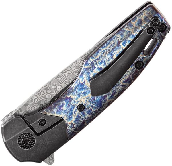 Kansept Cassowary Framelock Lightning - Damascus Titanium