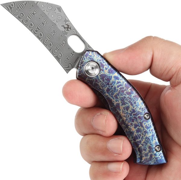 Kansept Osprey Framelock Lightning - Damascus Wharncliffe