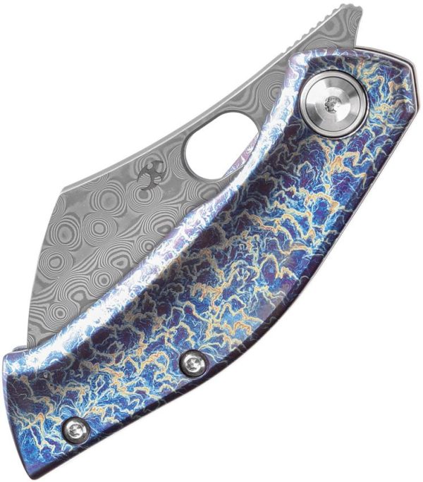 Kansept Osprey Framelock Lightning - Damascus Wharncliffe