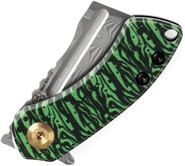 Kansept Mini Korvid Linerlock Green - Damascus G10