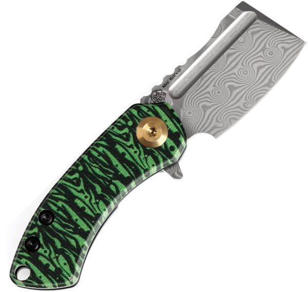 Kansept Mini Korvid Linerlock Green - Damascus G10