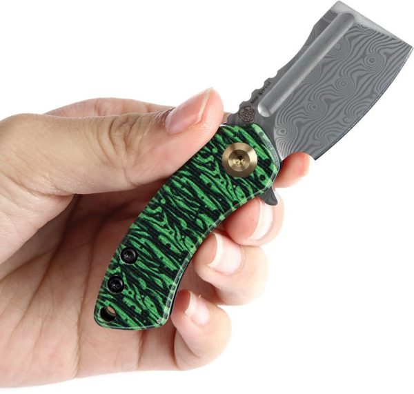Kansept Mini Korvid Linerlock Green - Damascus G10