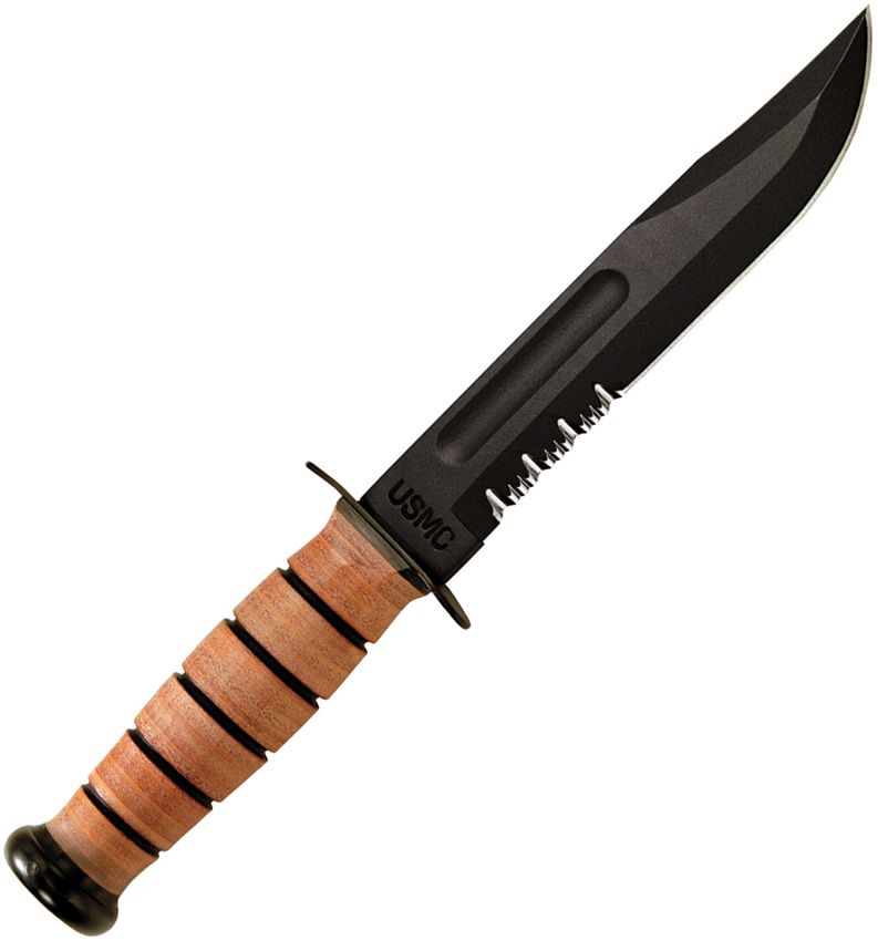 Ka-Bar USMC Fighter 7" Serrated Fixed Blade Knife w/ Sheath