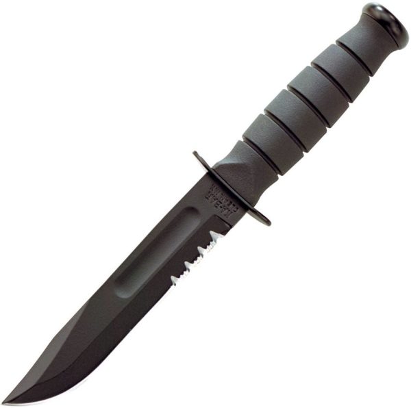 Ka-Bar Short Serrated Fixed Blade Knife 1095 Steel USA Made