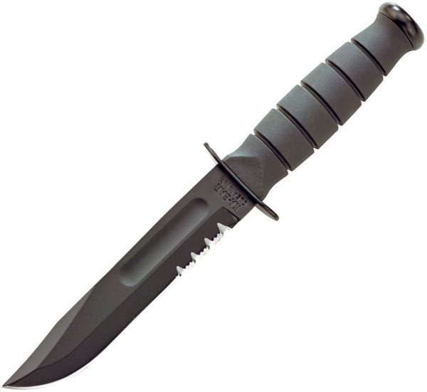 Ka-Bar Short Serrated Fixed Blade Knife 1095 Steel Black Kydex