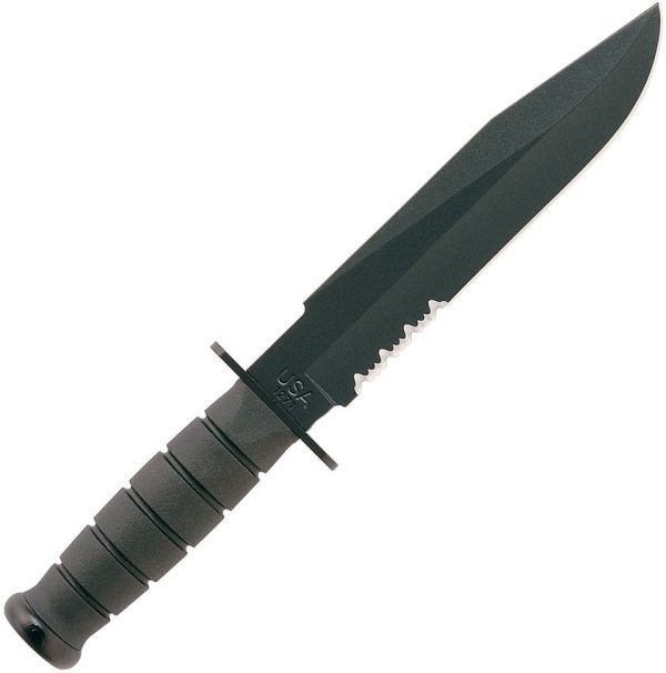 KA1271.jpg Ka-Bar Black Fighter Fixed Blade 1095 Carbon Steel Tactical Knife