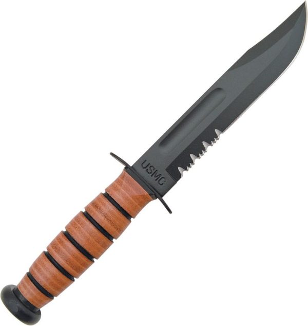 Ka-Bar USMC Fighting Knife 7" Serrated Fixed Blade USA Made