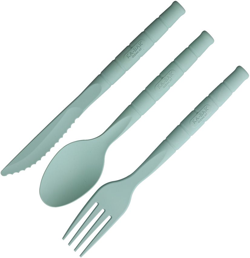 Ka-Bar Lunch Pal Utensil Set with Fork Spoon Knife Green
