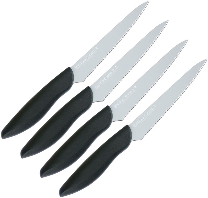 Kai USA Komachi 2 Steak Knife Set 5" Serrated Black 4-Piece