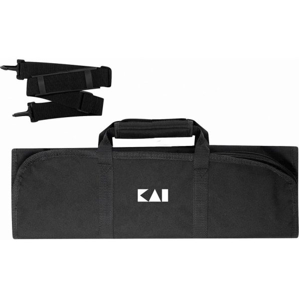 Kai USA 8 Slot Knife Roll Black Zippered Canvas Storage Case