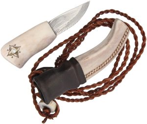 KAR3531.jpg Karesuando Damascus Neck Knife Fixed Blade Sweden