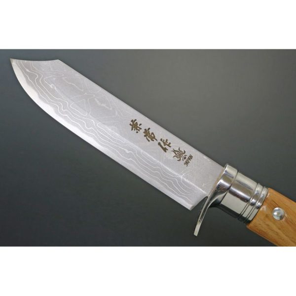 Kanetsune Shiro-One Damascus Fixed Blade - Metal Guard