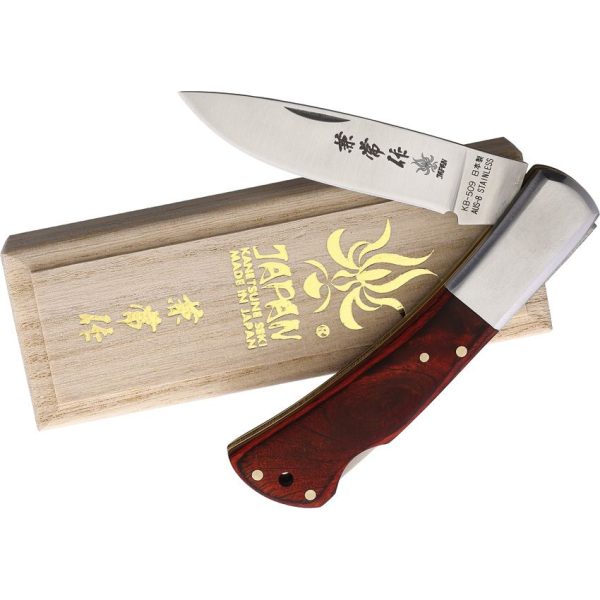 Kanetsune Kaico-You Lockback Folding Knife - Red Pakkawood
