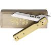 Kanetsune Brushed Brass Linerlock - Extended Tang Folder