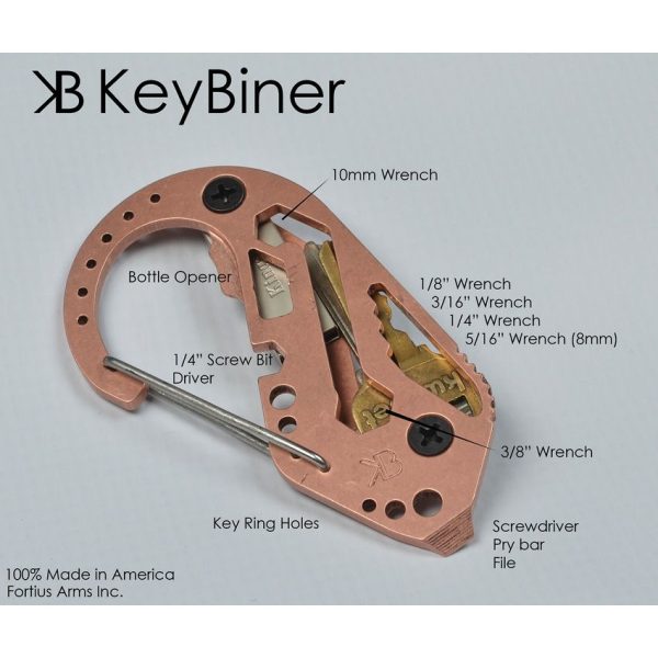KeyBiner Copper Multi-Tool Carabiner 3.5 inches