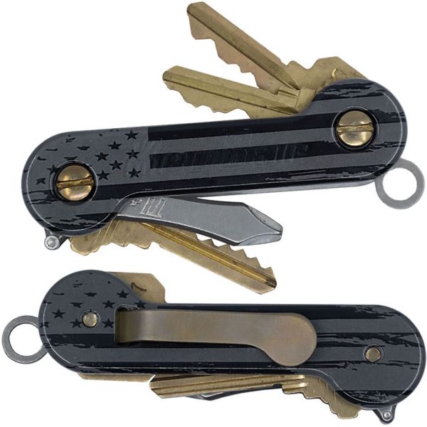 KeyBar Black Gray Flag Aluminum Pocket Clip