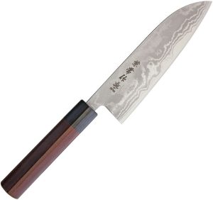 Kanetsune Santoku - 11 Layer Damascus, Red Sandalwood