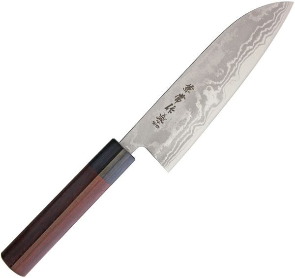 Kanetsune Santoku - 11 Layer Damascus, Red Sandalwood