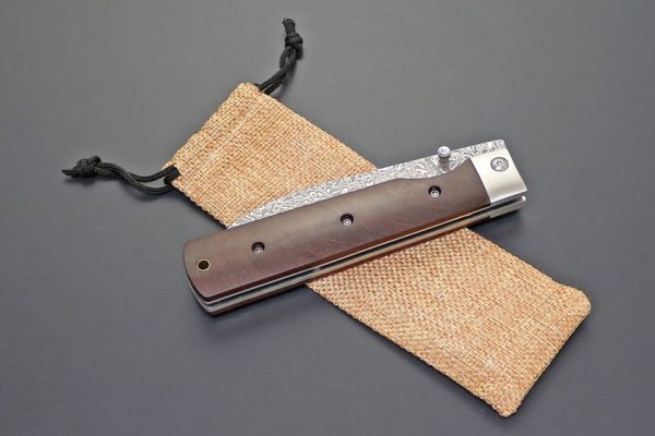 Kanetsune Gaku Style Linerlock Damascus Folding Knife