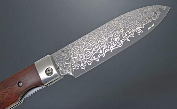 Kanetsune Gaku Style Linerlock Damascus Folding Knife