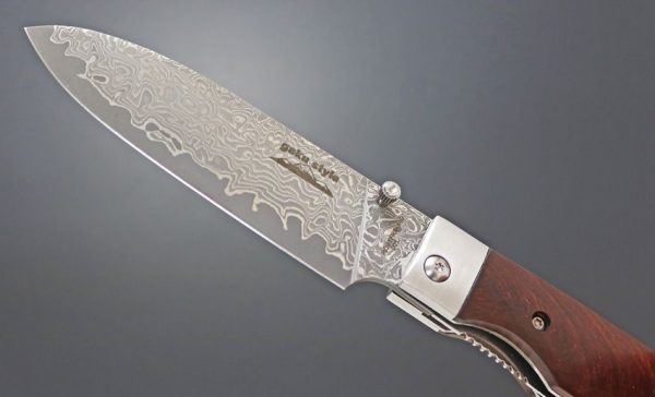 Kanetsune Gaku Style Linerlock Damascus Folding Knife