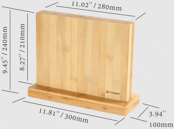 KitchenDAO Magnetic Knife Block Wood - Bamboo 11.8in
